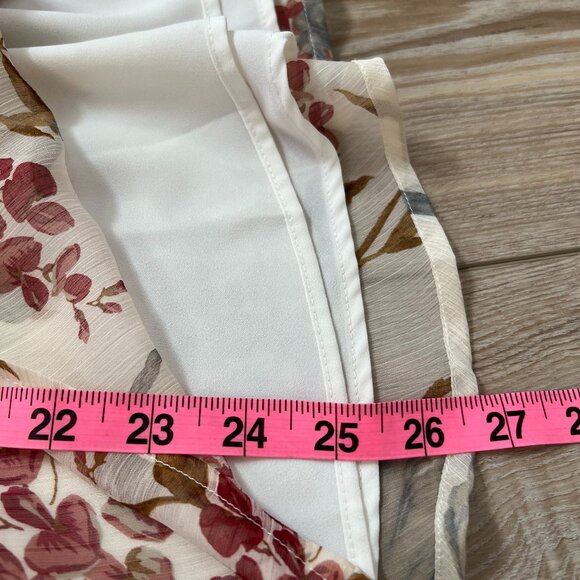 🤍Vince Camuto Flutter Cuff Peplum Blouse Sz L* Floral- Cream -burgundy - Picture 10 of 14